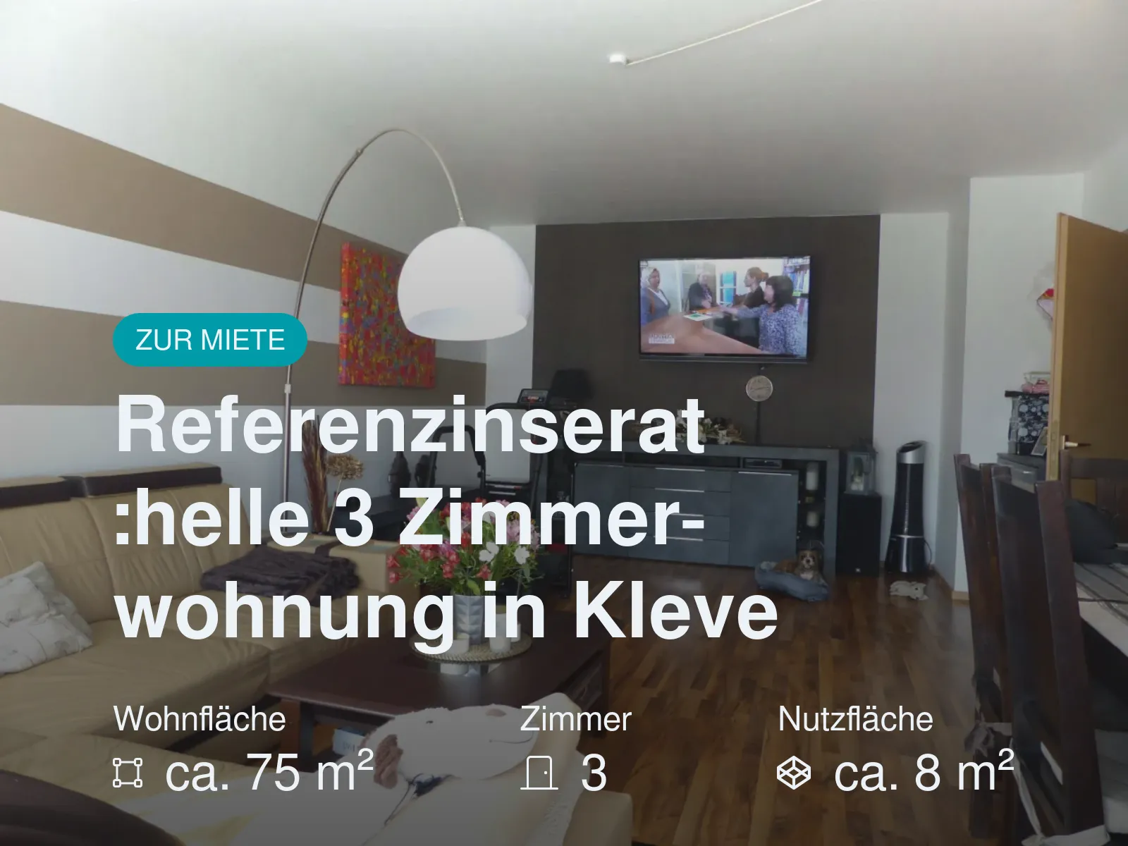 Neu im Angebot: Referenzinserat :helle 3 Zimmerwohnung in Kleve