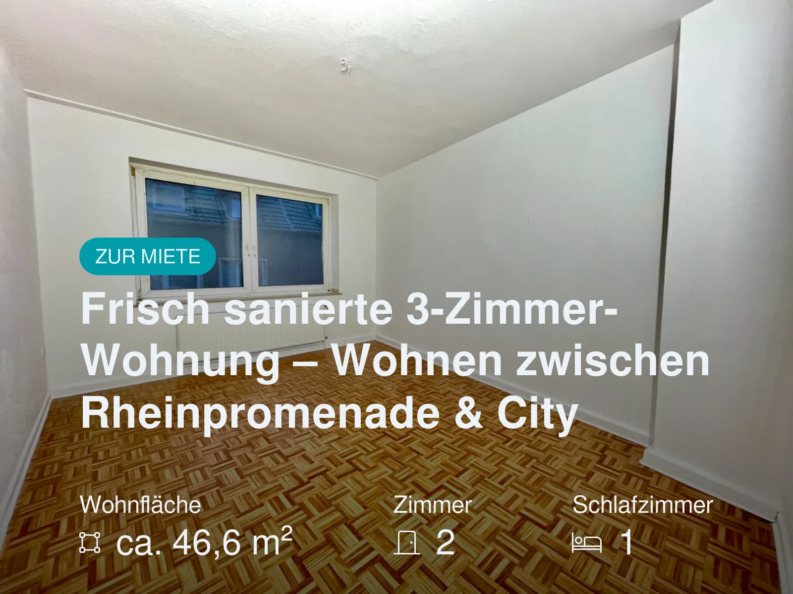 Neu im Angebot: Frisch sanierte 3-Zimmer-Wohnung – Wohnen zwischen Rheinpromenade & City