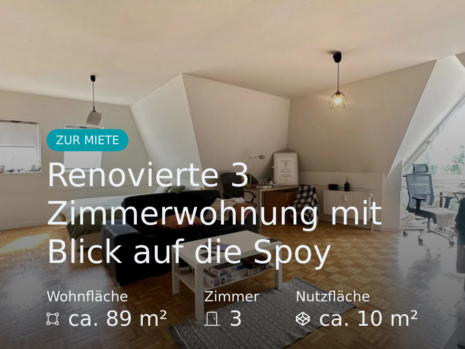 Neu im Angebot: Renovierte 3 Zimmerwohnung mit Blick auf die Spoy