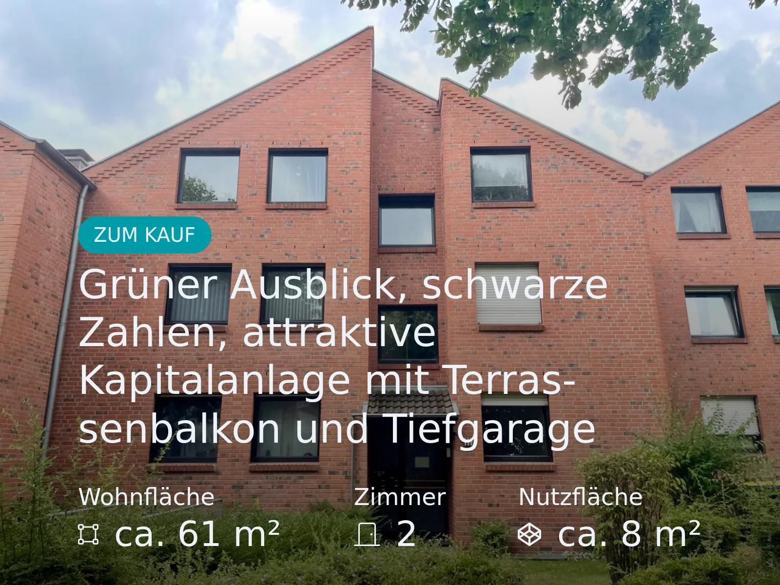 Neu im Angebot: Grüner Ausblick, schwarze Zahlen, attraktive Kapitalanlage mit Terrassenbalkon und Tiefgarage