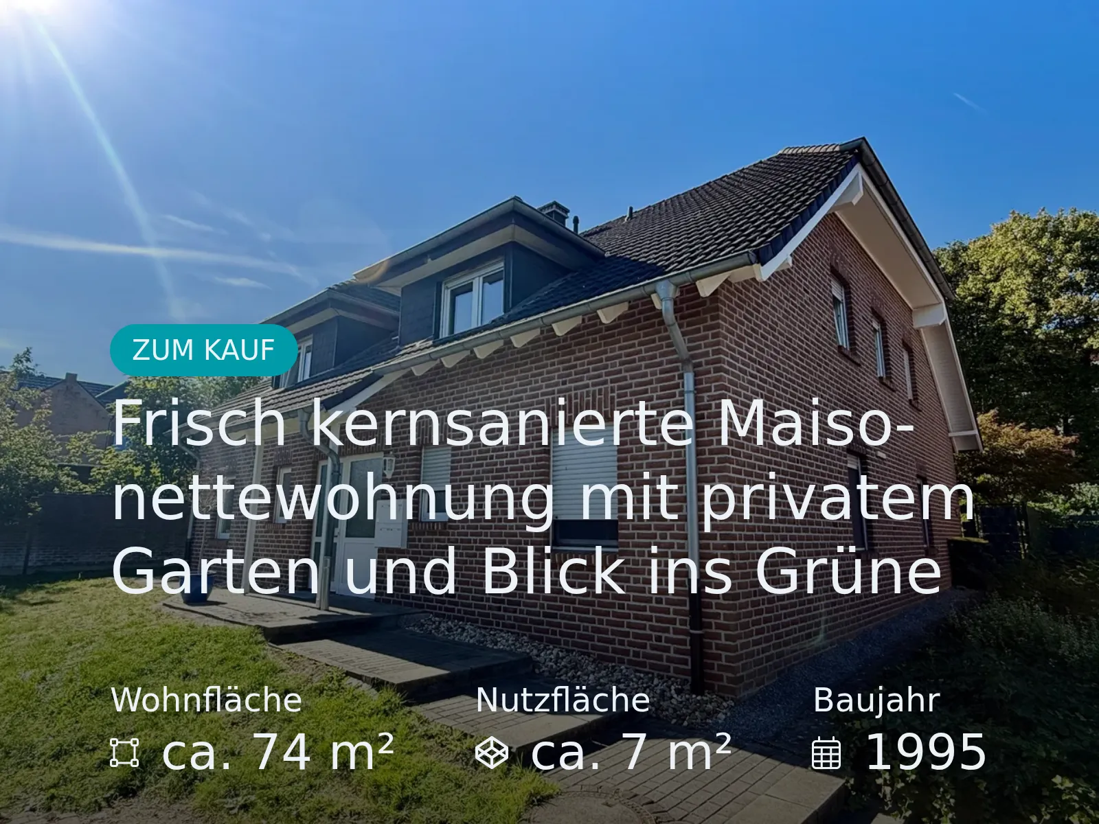 Neu im Angebot: Frisch kernsanierte Maisonettewohnung mit privatem Garten und Blick ins Grüne