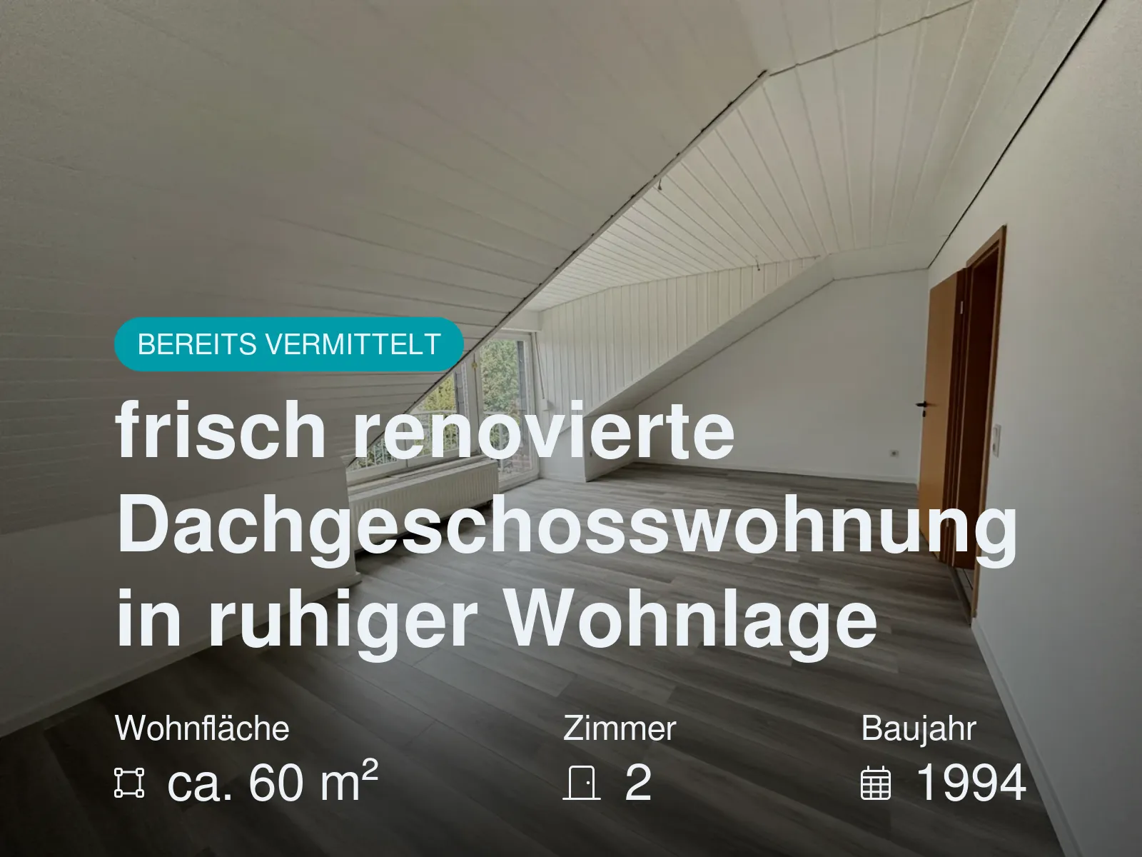 Nicht mehr verfügbar: frisch renovierte Dachgeschosswohnung in ruhiger Wohnlage