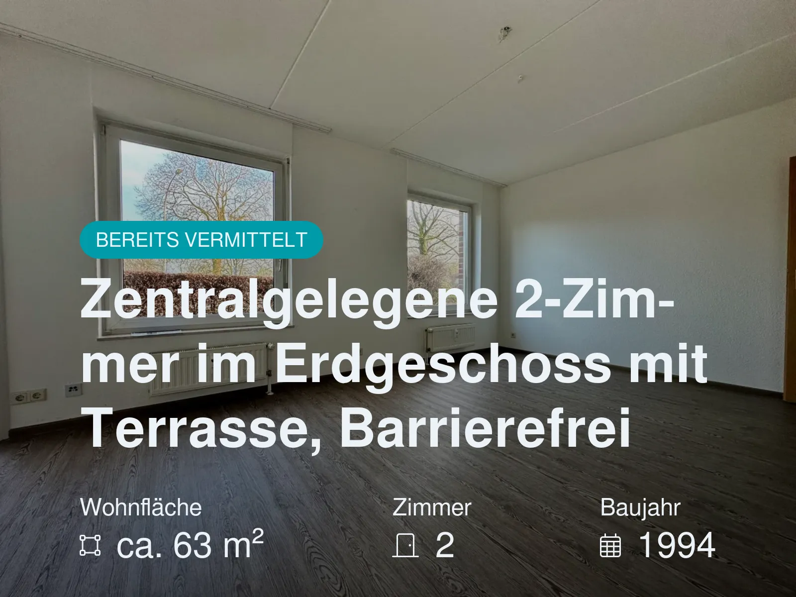 Nicht mehr verfügbar: Zentralgelegene 2-Zimmer im Erdgeschoss mit Terrasse, Barrierefrei