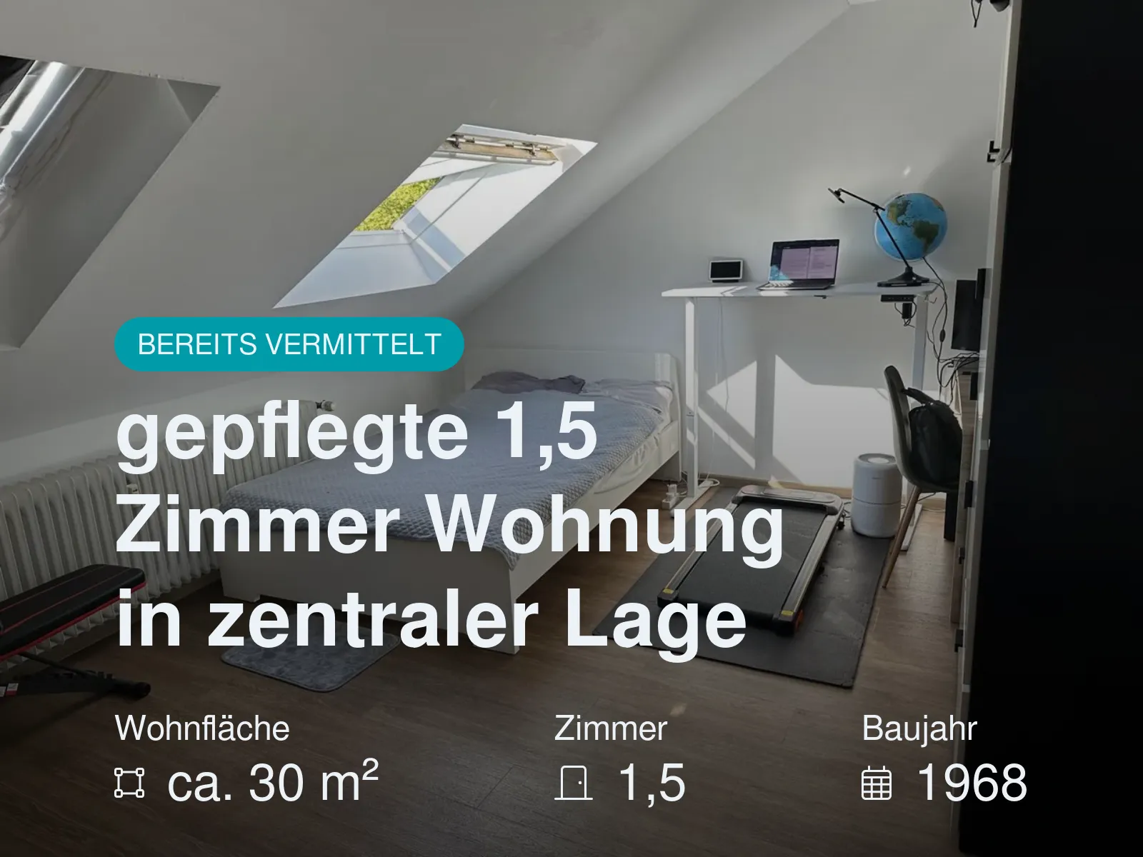 Neu im Angebot: gepflegte 1,5 Zimmer Wohnung in zentraler Lage