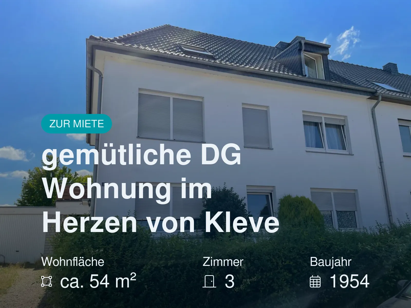 Neu im Angebot: gemütliche DG Wohnung im Herzen von Kleve
