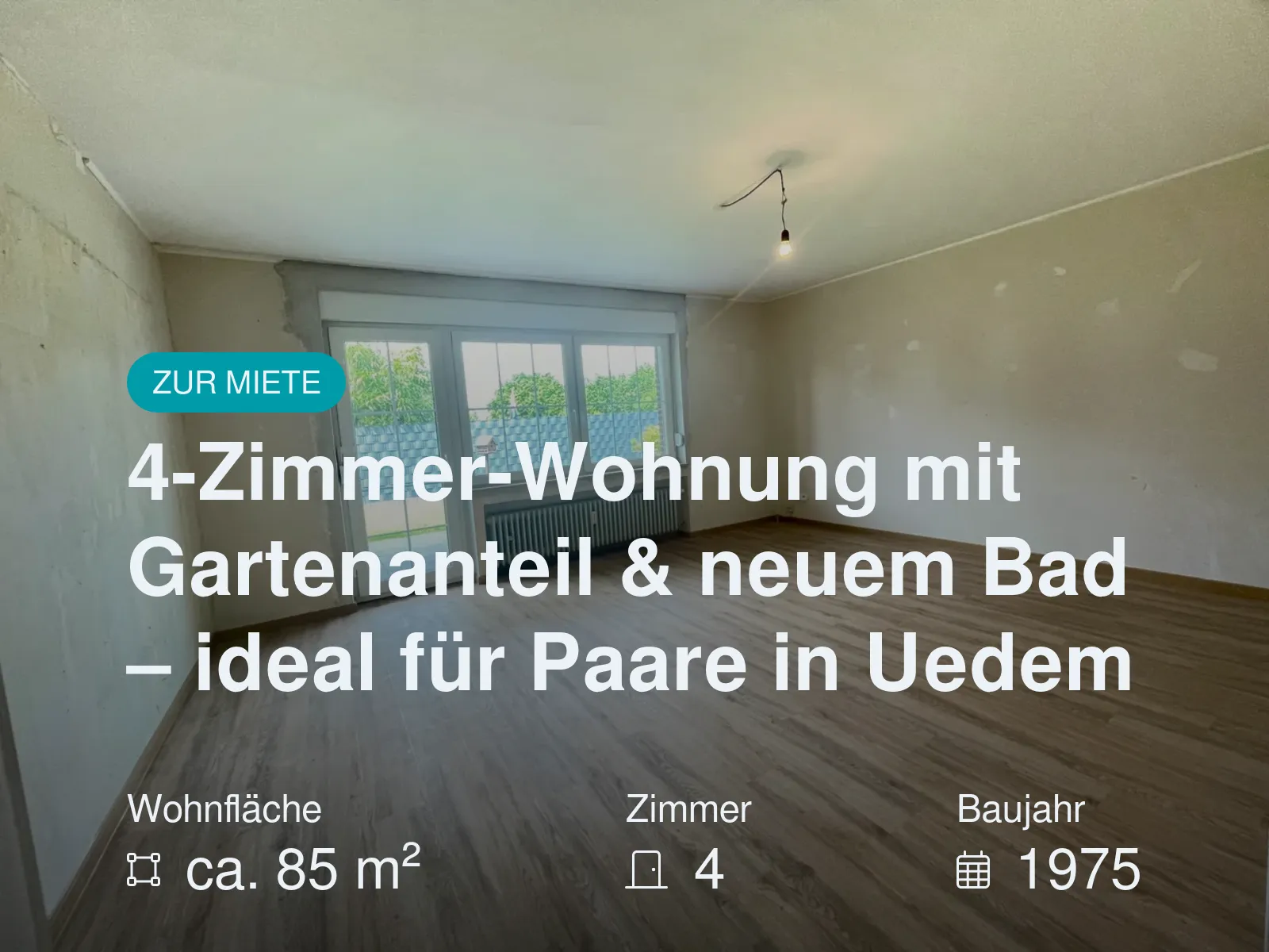 Neu im Angebot: 4-Zimmer-Wohnung mit Gartenanteil & neuem Bad – ideal für Paare in Uedem