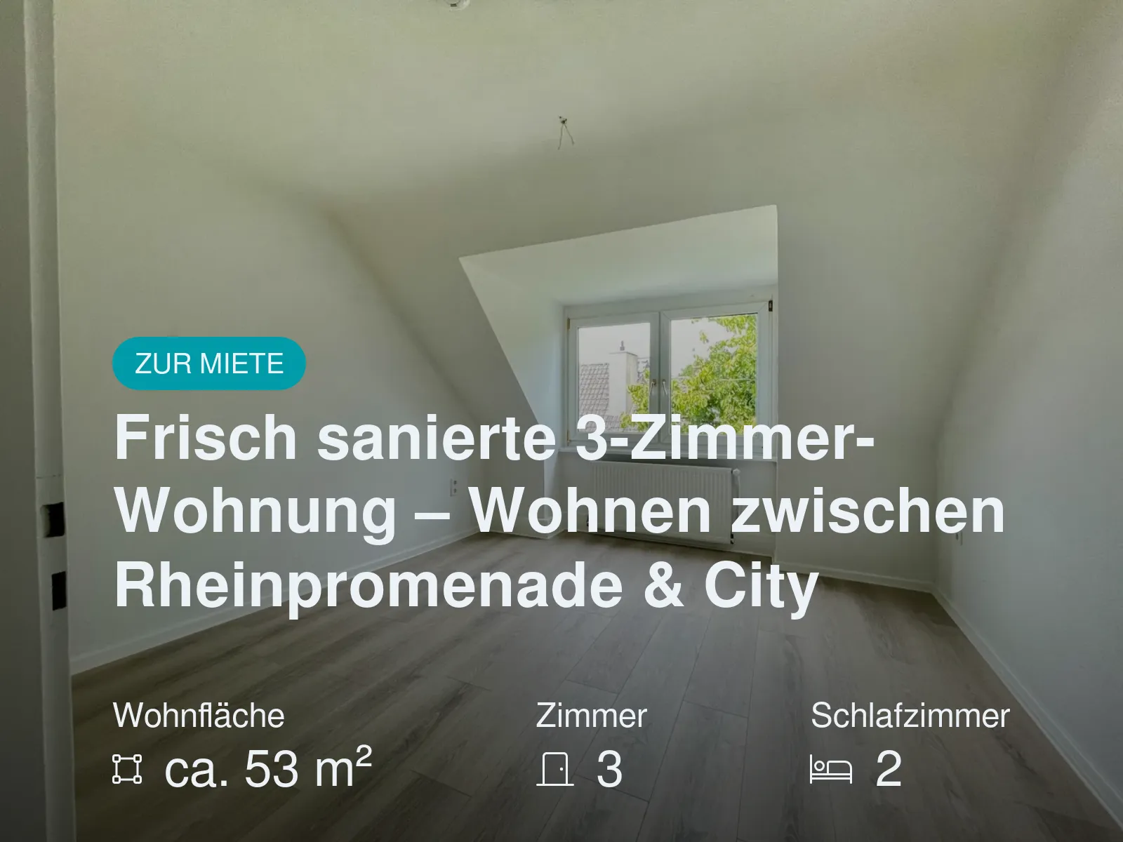 Neu im Angebot: Frisch sanierte 3-Zimmer-Wohnung – Wohnen zwischen Rheinpromenade & City
