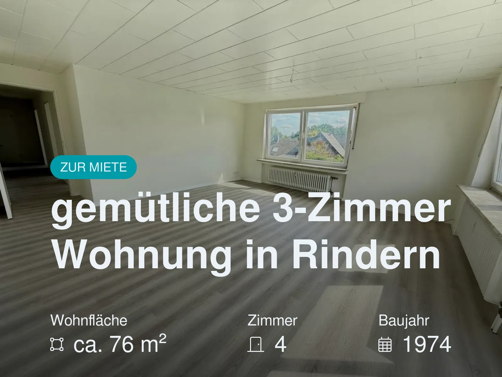 Neu im Angebot: gemütliche 3-Zimmer Wohnung in Rindern
