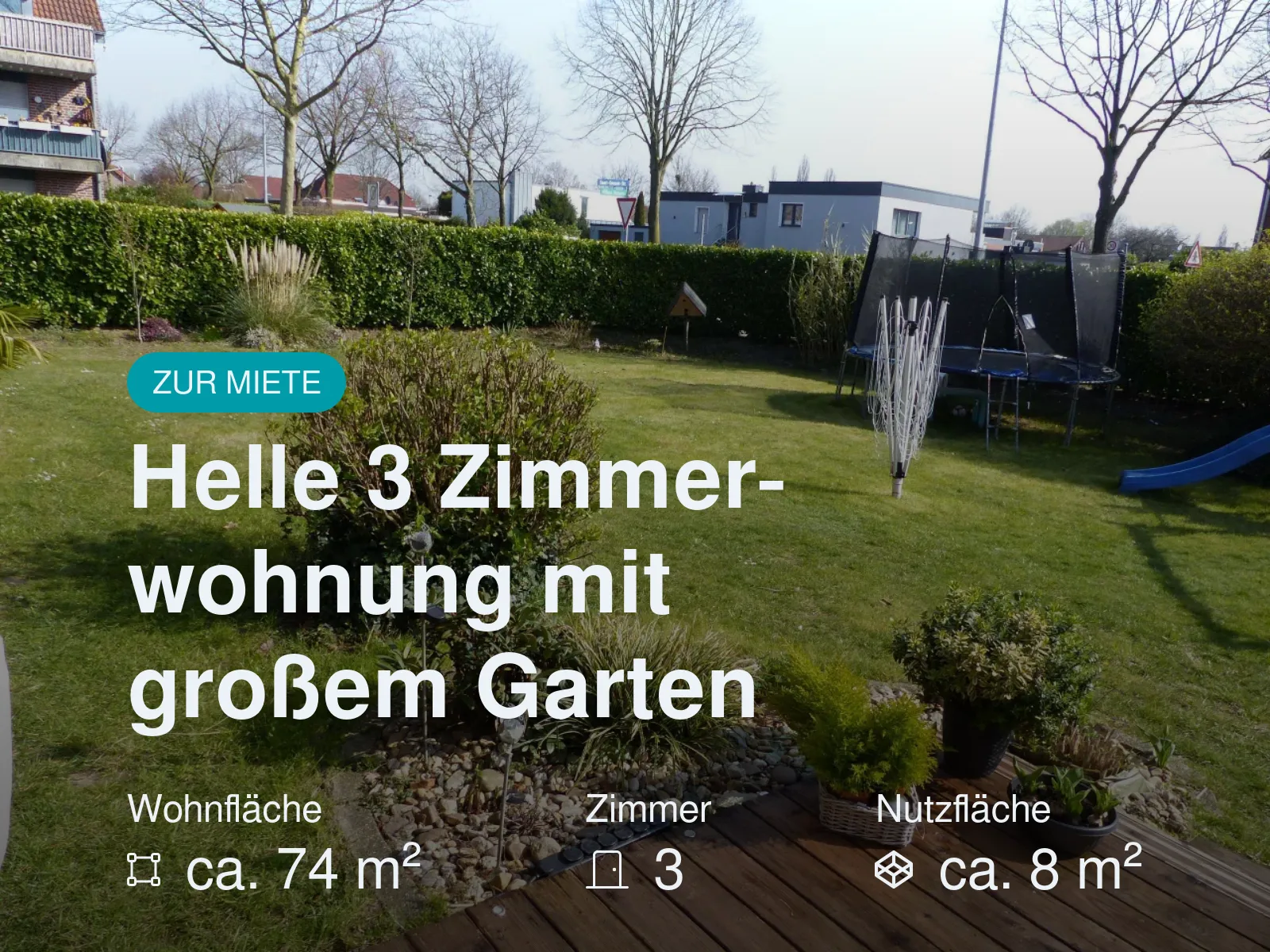 Neu im Angebot: Helle 3 Zimmerwohnung mit großem Garten
